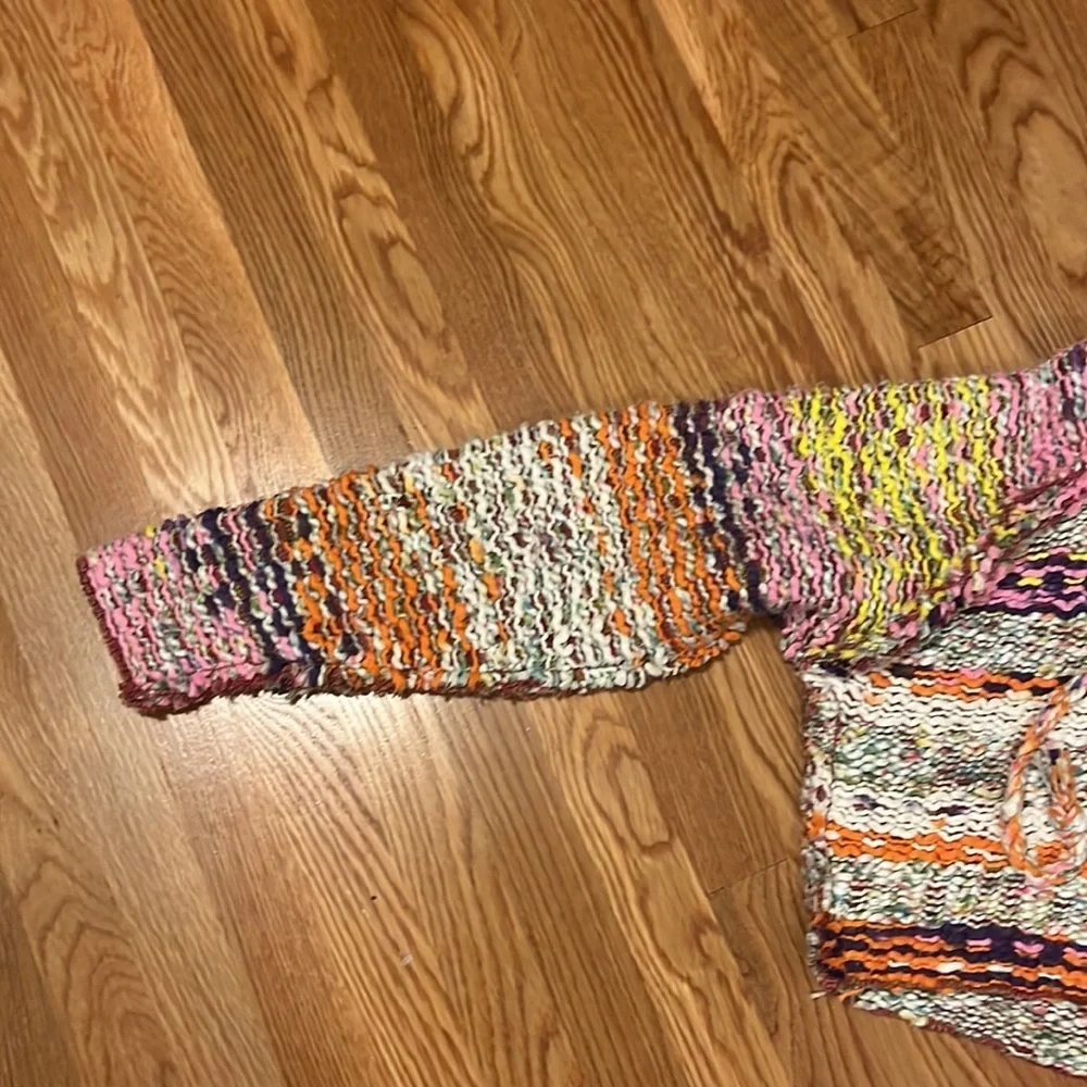 NWT Free People Winter Bright Hoodie in Rainbow Citrus Combo XS